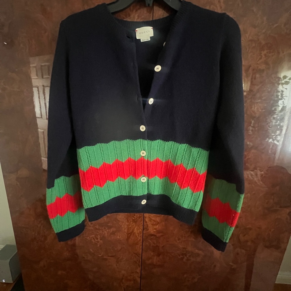 Gucci kids size 12 Navy and Green cardigan - fits Women’s size XS/Small